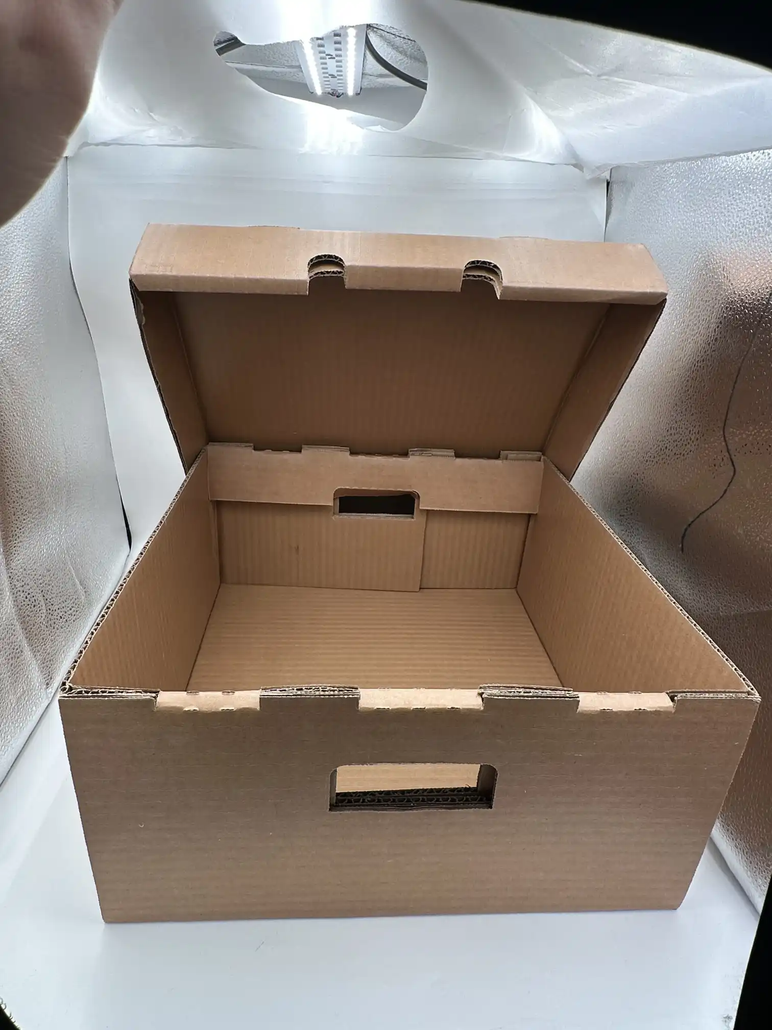 Grote gewaxte golfkartonnen doos